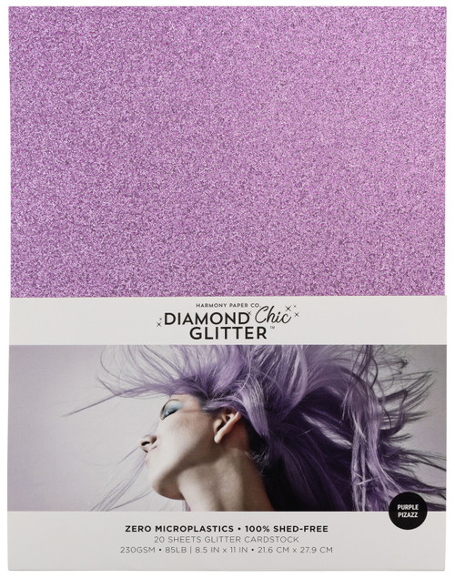 Harmony Diamond Chic Glitter Cardstock 8.5"X11" 20/Pkg-Purple Pizazz 5A0022QJ-1G5Q8 - 726465507792