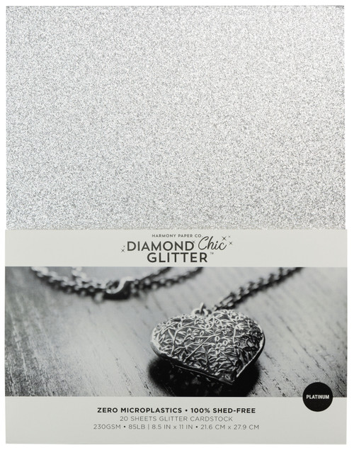 Harmony Diamond Chic Glitter Cardstock 8.5"X11" 20/Pkg-Platinum 5A0022P6-1G5PP - 726465507471