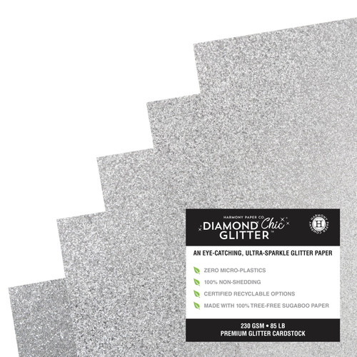 Harmony Diamond Chic Glitter Cardstock 8.5"X11" 20/Pkg-Platinum A50022P6-G15PP