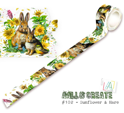 AALL And Create Washi Tape-Sunflower & Hare 5A002301-1G61Z - 5060979166492