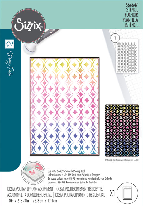 2 Pack Sizzix A5 Cosmopolitan Stencil By Stacey Park-Uptown Adornment 5A00217B-1G40Q - 630454289296