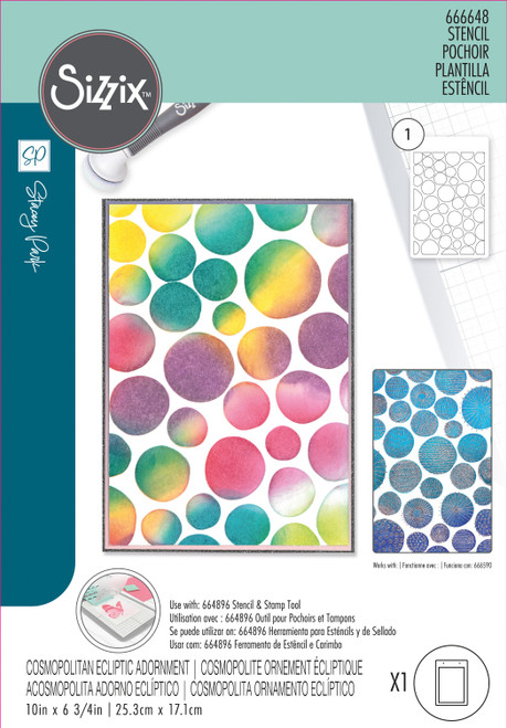 2 Pack Sizzix A5 Cosmopolitan Stencil By Stacey Park-Ecliptic Adornment 5A002179-1G40Y - 630454289302