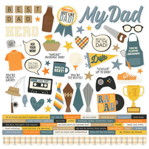 3 Pack - Father's Day Cardstock Stickers-12"X12" - 5A0022JM-1G5K5 - 810150771787