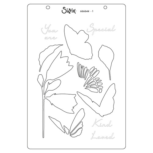 Sizzix A5 Clear Stamp Set With Stencil By Stacey Park-Farfalllina, Cosmopolitan 5A00217G-1G40M