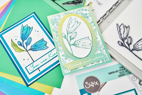 Sizzix A5 Clear Stamp Set With Stencil By Stacey Park-Farfalllina, Cosmopolitan - 5A00217G-1G40M Sizzix A5 Clear Stamp Set With Stencil By Stacey Park-Farfalllina, Cosmopolitan - 5A00217G-1G40M