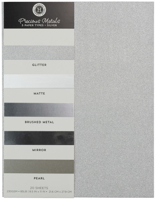 Harmony Precious Metals Cardstock 8.5"X11" 20/Pkg-Silver - A50022PH-G15NN - 191648172881