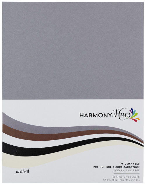 Harmony Hues 65# Cardstock 8.5"X11" 50/Pkg-Neutral 5A0022Q2-1G5NQ - 726465507686