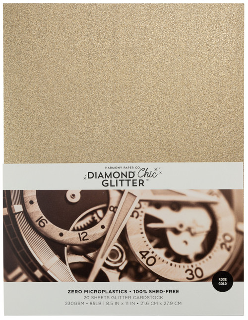 Harmony Diamond Chic Glitter Cardstock 8.5"X11" 20/Pkg-Rose Gold 5A0022P8-1G5NR - 726465507495