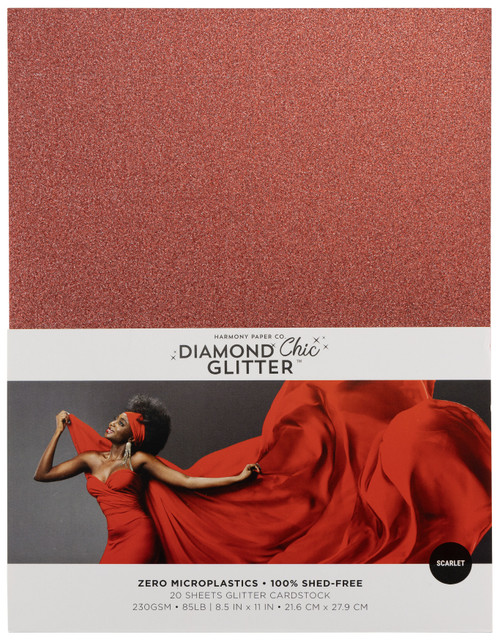 Harmony Diamond Chic Glitter Cardstock 8.5"X11" 20/Pkg-Scarlet 5A0022PZ-1G5NW - 726465507532