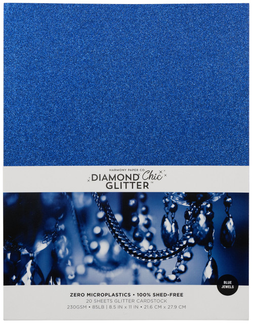 Harmony Diamond Chic Glitter Cardstock 8.5"X11" 20/Pkg-Blue Jewels 5A0022PJ-1G5P1 - 726465507501