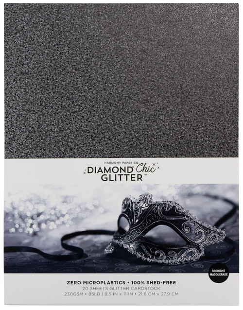 Harmony Diamond Chic Glitter Cardstock 8.5"X11" 20/Pkg-Midnight Masquerade - A50022P7-G15NX - 191648172959