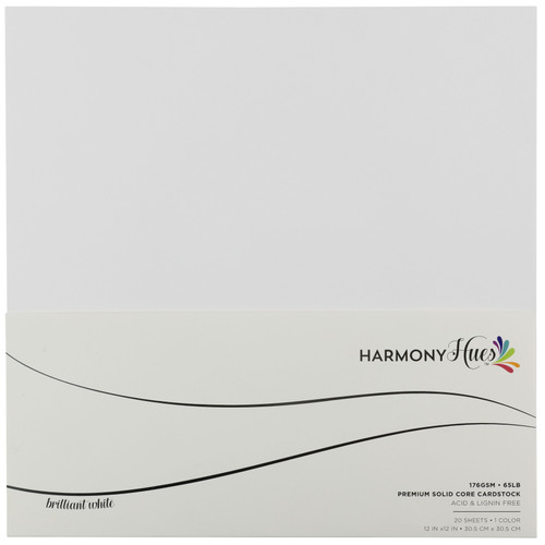 Harmony Hues 65# Cardstock 12"X12" 50/Pkg-Brilliant White - A50022NZ-G15NY - 191648173192