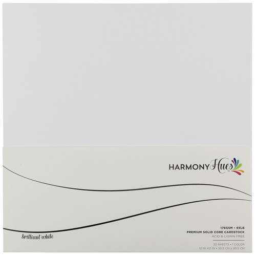 Harmony Hues 65# Cardstock 12"X12" 20/Pkg-Brilliant White 5A0022NZ-1G5NY - 726465507709