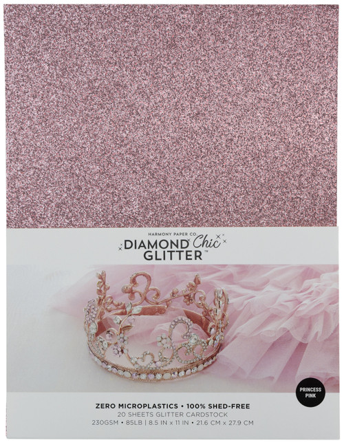 Harmony Diamond Chic Glitter Cardstock 8.5"X11" 20/Pkg-Princess Pink - A50022PS-G15P3 - 191648172980