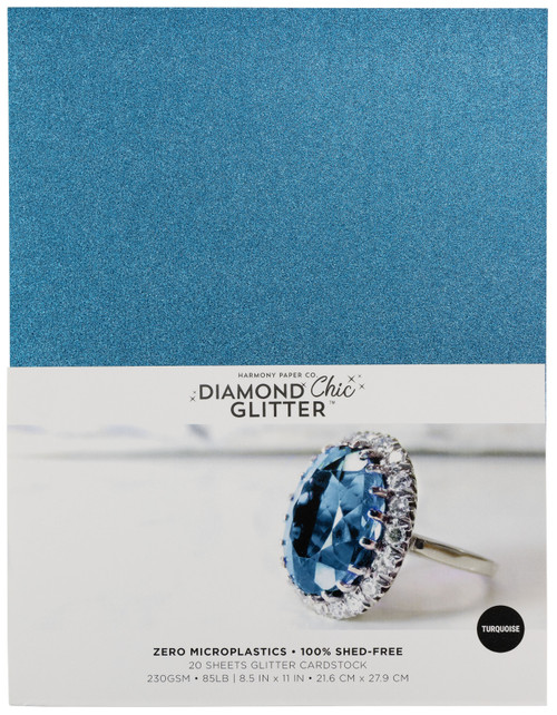 Harmony Diamond Chic Glitter Cardstock 8.5"X11" 20/Pkg-Turquoise 5A0022PV-1G5PH - 726465507525