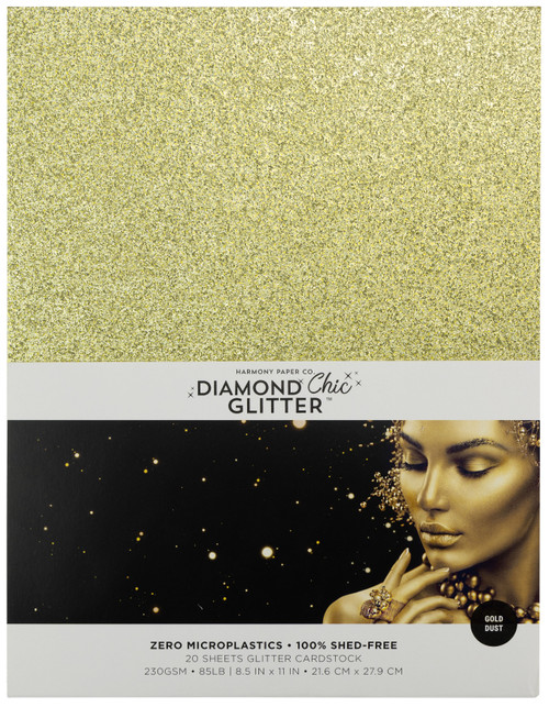 Harmony Diamond Chic Glitter Cardstock 8.5"X11" 20/Pkg-Gold Dust - A50022NX-G15P7 - 191648172935