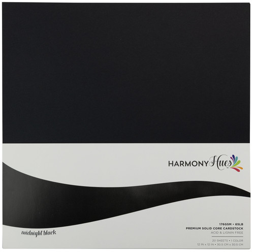 Harmony Hues 65# Cardstock 12"X12" 20/Pkg-Midnight Black 5A0022P9-1G5PD - 726465507716