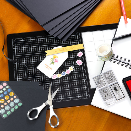 Harmony Hues 65# Cardstock 12"X12" 50/Pkg-Midnight Black A50022P9-G15PD