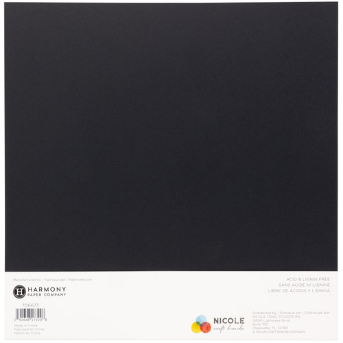 Harmony Hues 65# Cardstock 12"X12" 50/Pkg-Midnight Black - A50022P9-G15PD Harmony Hues 65# Cardstock 12"X12" 50/Pkg-Midnight Black - A50022P9-G15PD