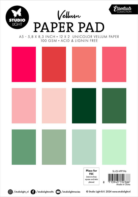 2 Pack - Studio Light Vellum Essentials Paper Pad 5.83"X8.25"-Nr. 196 - 5A0023NG-1G6LL