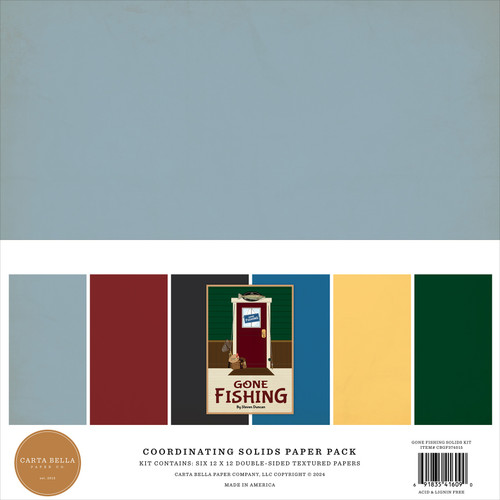 3 Pack Carta Bella Solids Collection Kit 12"X12"-Gone Fishing 5A0023RC-1G6TG - 691835416090