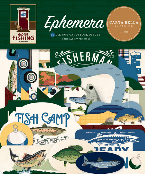 3 Pack Carta Bella Cardstock Ephemera-Icons, Gone Fishing 5A0023QC-1G6TW - 691835416298