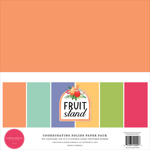 3 Pack Carta Bella Solids Collection Kit 12"X12"-Fruit Stand 5A0023QM-1G6TV - 691835420097