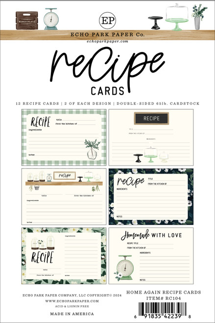 3 Pack - Echo Park Recipe Cards-Home Again - 5A0023R7-1G6WG