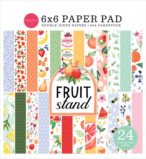 3 Pack Carta Bella Double-Sided Paper Pad 6"X6"-Fruit Stand 5A0023QB-1G6WW - 691835420196