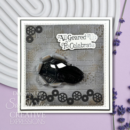 2 Pack Creative Expressions Mini Shadowed Sentiments Craft Die-All Geared Up To Celebrate, Sue Wilson 5A002439-1G7DM