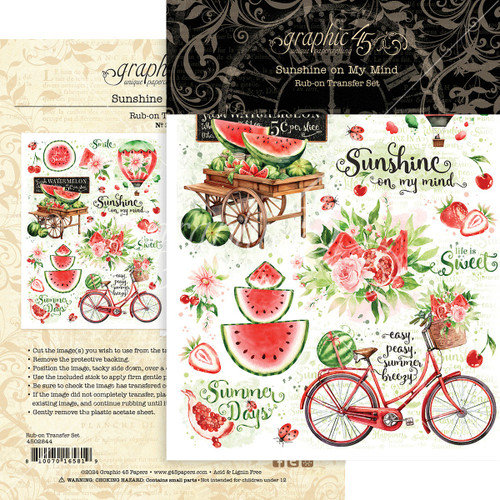 2 Pack Graphic 45 Rub-On Transfers-Sunshine On My Mind 5A0024L3-1G7WT - 810070165819