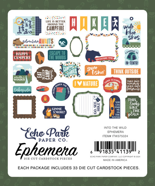 3 Pack Echo Park Cardstock Ephemera-Icons, Into The Wild 5A0023SK-1G6VC