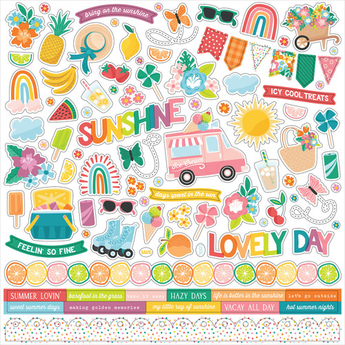 3 Pack Echo Park Elements Cardstock Stickers 12"x12"-Sunny Days Ahead 5A0023T5-1G6VN - 691835423999