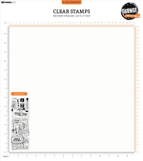 2 Pack Studio Light Grunge Clear Stamp-Nr. 676, Tickets Background 5A0023J4-1G6HL