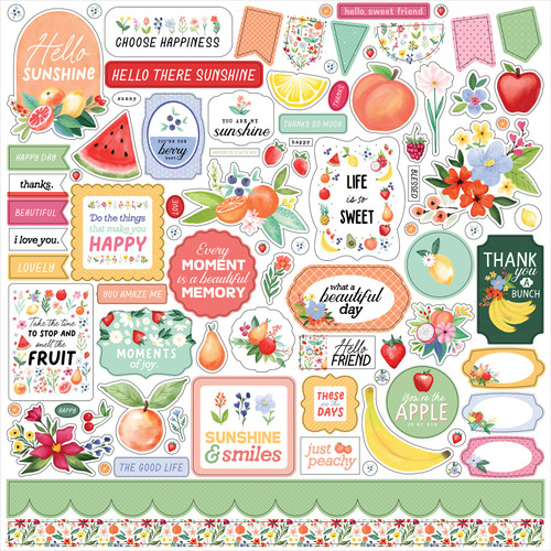 3 Pack Carta Bella Elements Cardstock Stickers 12"X12"-Fruit Stand 5A0023RG-1G6W7 - 691835419596