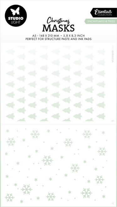 3 Pack Studio Light Essentials 4.13"X5.83" Stencil-Nr. 291, Snowflakes & Trees 5A0023MC-1G6P0 - 8713943152454