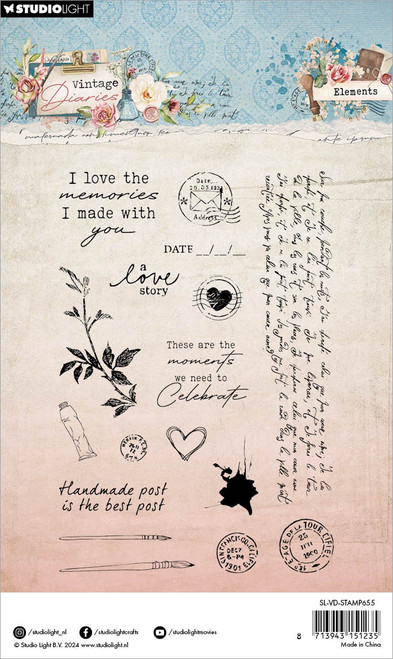 2 Pack Studio Light Vintage Diaries Clear Stamps-Nr. 655, Stamps Elements 5A0023KT-1G6HT