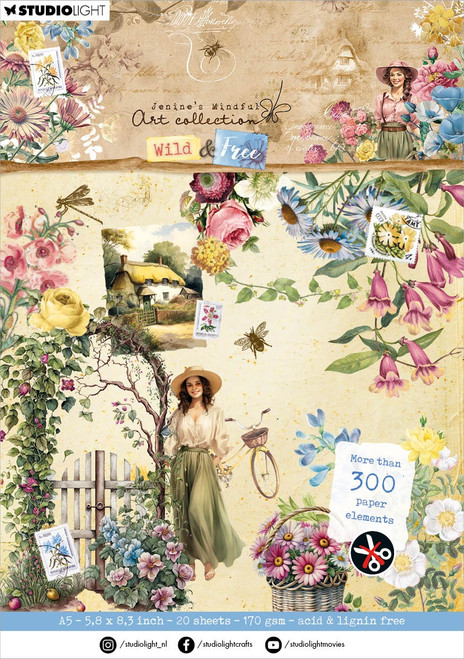 2 Pack Jenine's Mindful Art Wild & Free Paper Pad 5.83"X8.25"-Nr. 181, Die-Cut Elements 5A0023MB-1G6P9 - 8713943151815