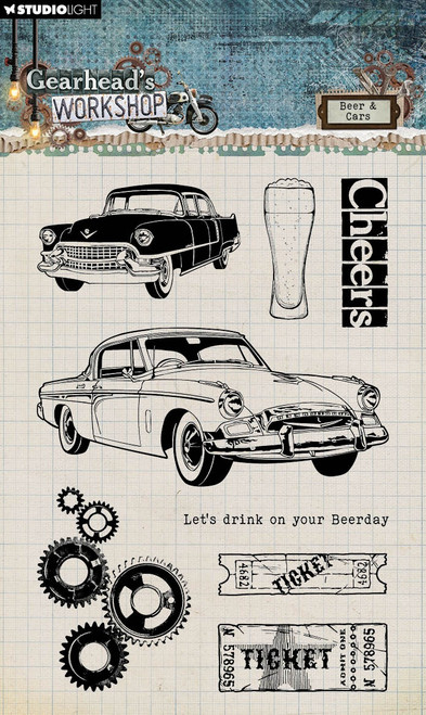 2 Pack - Studio Light Gearhead's Workshop Clear Stamps-Nr. 674, Beer & Cars - 5A0023N9-1G6HW - 8713943151914