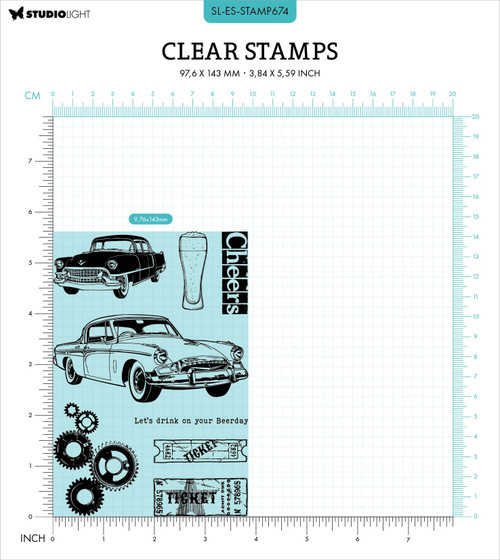2 Pack Studio Light Gearhead's Workshop Clear Stamps-Nr. 674, Beer & Cars 5A0023N9-1G6HW