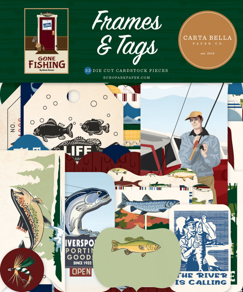 3 Pack Carta Bella Cardstock Ephemera-Frames & Tags, Gone Fishing 5A0023QJ-1G6W9 - 691835416397