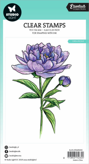 2 Pack Studio Light Essentials Clear Stamp-Nr. 694, Open Peony 5A0023KB-1G6N8
