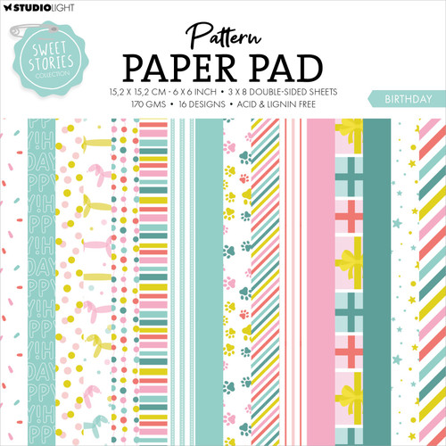 3 Pack Studio Light Sweet Stories Paper Pad 6"X6" 24/Pkg-Nr. 180, Birthday 5A0023KS-1G6PW - 8713943151518
