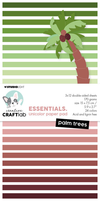 3 Pack - Studio Light Essentials Unicolor Paper Pad 3"X4" 24/Pkg-Nr. 189, Palmtrees - 5A0023HS-1G6MC - 8713943152263
