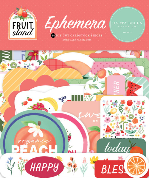 3 Pack Carta Bella Cardstock Ephemera-Icons, Fruit Stand 5A0023QV-1G6S4 - 691835420295