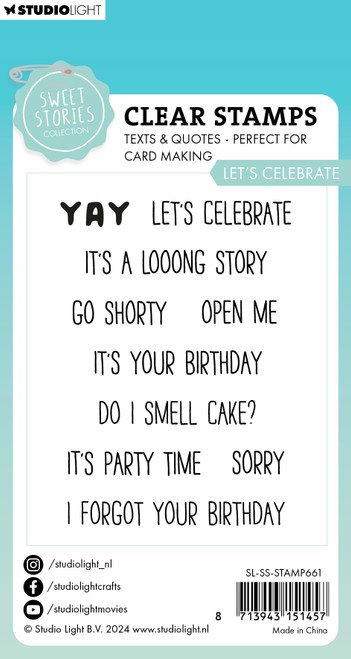 3 Pack - Studio Light Sweet Stories Clear Stamps-Nr. 661, Let's Celebrate - 5A0023NR-1G6K8 3 Pack - Studio Light Sweet Stories Clear Stamps-Nr. 661, Let's Celebrate - 5A0023NR-1G6K8