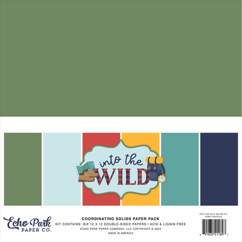 3 Pack Echo Park Solids Collection Kit 12"X12"-Into The Wild 5A0023S6-1G6YH - 691835411897