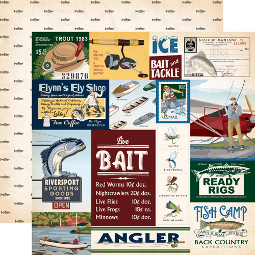 25 Pack Gone Fishing Double-Sided Cardstock 12"X12"-Multi Journaling Cards 5A0023QQ-1G6XS - 691835415093