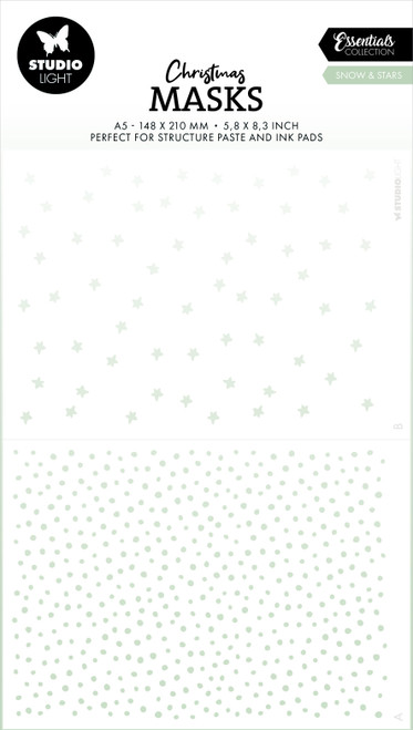 3 Pack - Studio Light Essentials 4.13"X5.83" Stencil-Nr. 290, Snow & Stars - 5A0023KZ-1G6L8 - 8713943152447