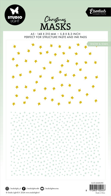 3 Pack - Studio Light Essentials 4.13"X5.83" Stencil-Nr. 290, Snow & Stars - 5A0023KZ-1G6L8